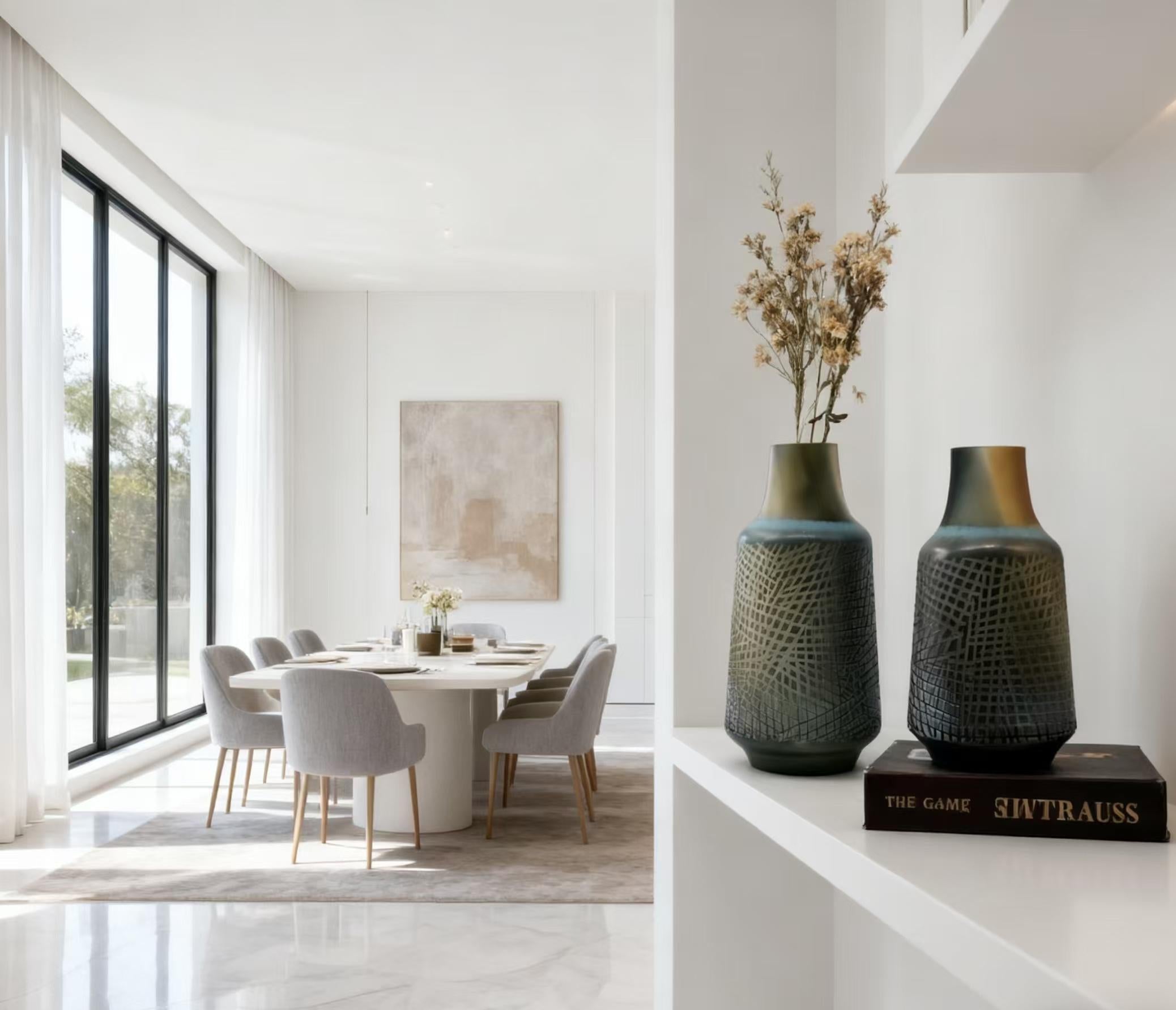 Verdant Grid Crystal Vase Set