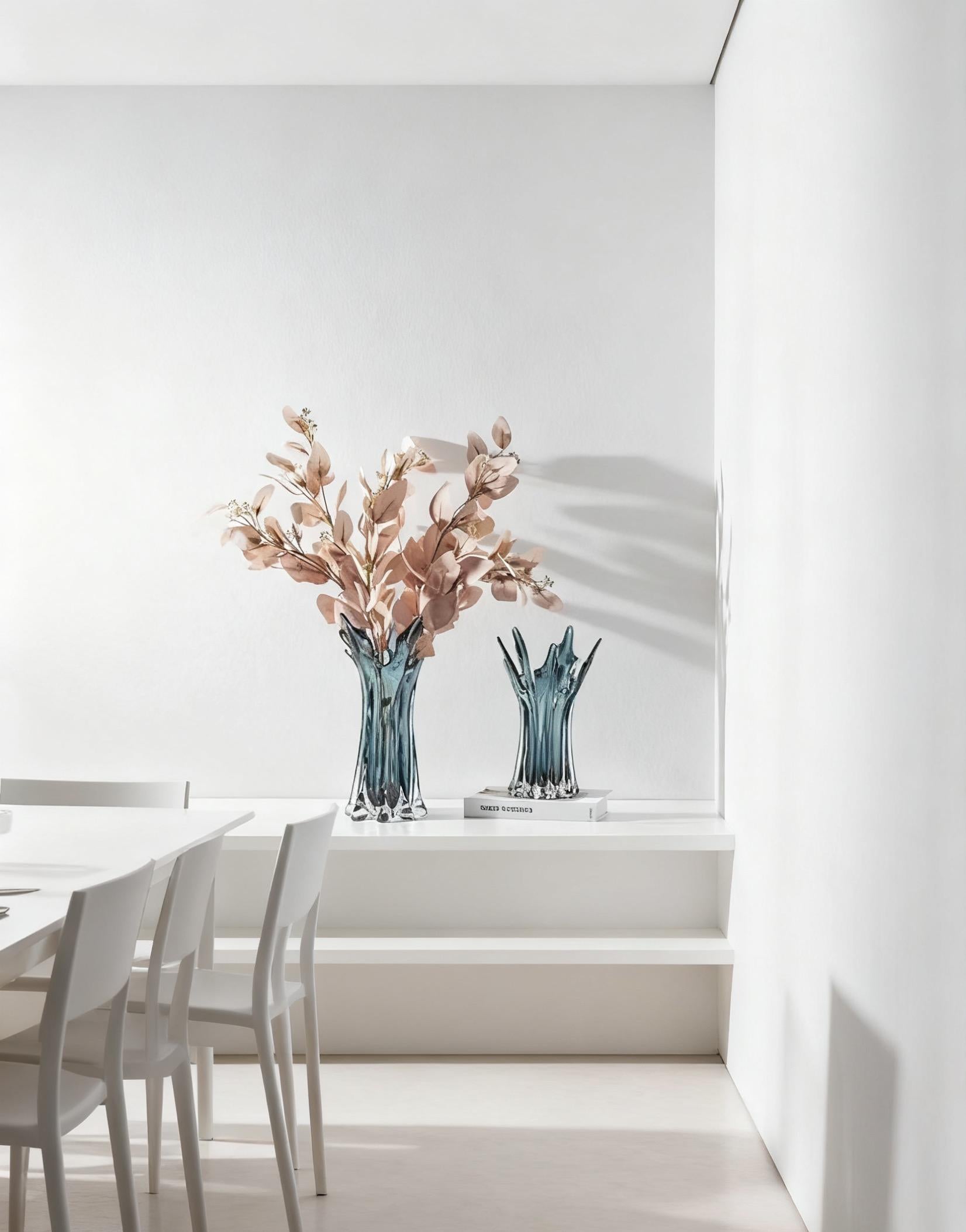 Azure Bloom Crystal Vase Set