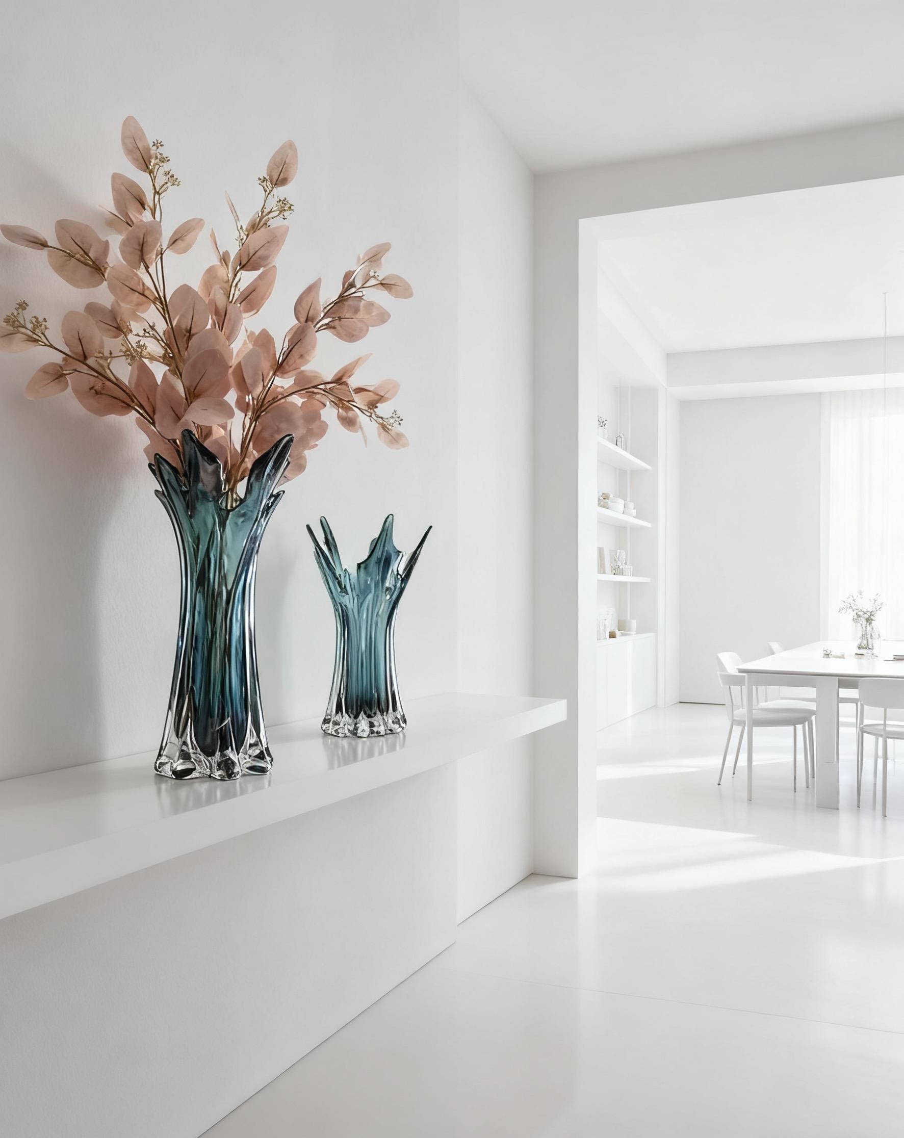 Azure Bloom Crystal Vase Set