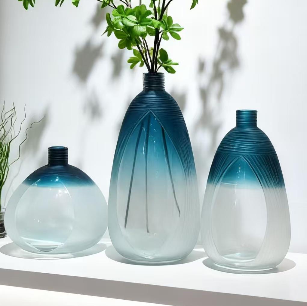 Ocean Mist Crystal Vase Set