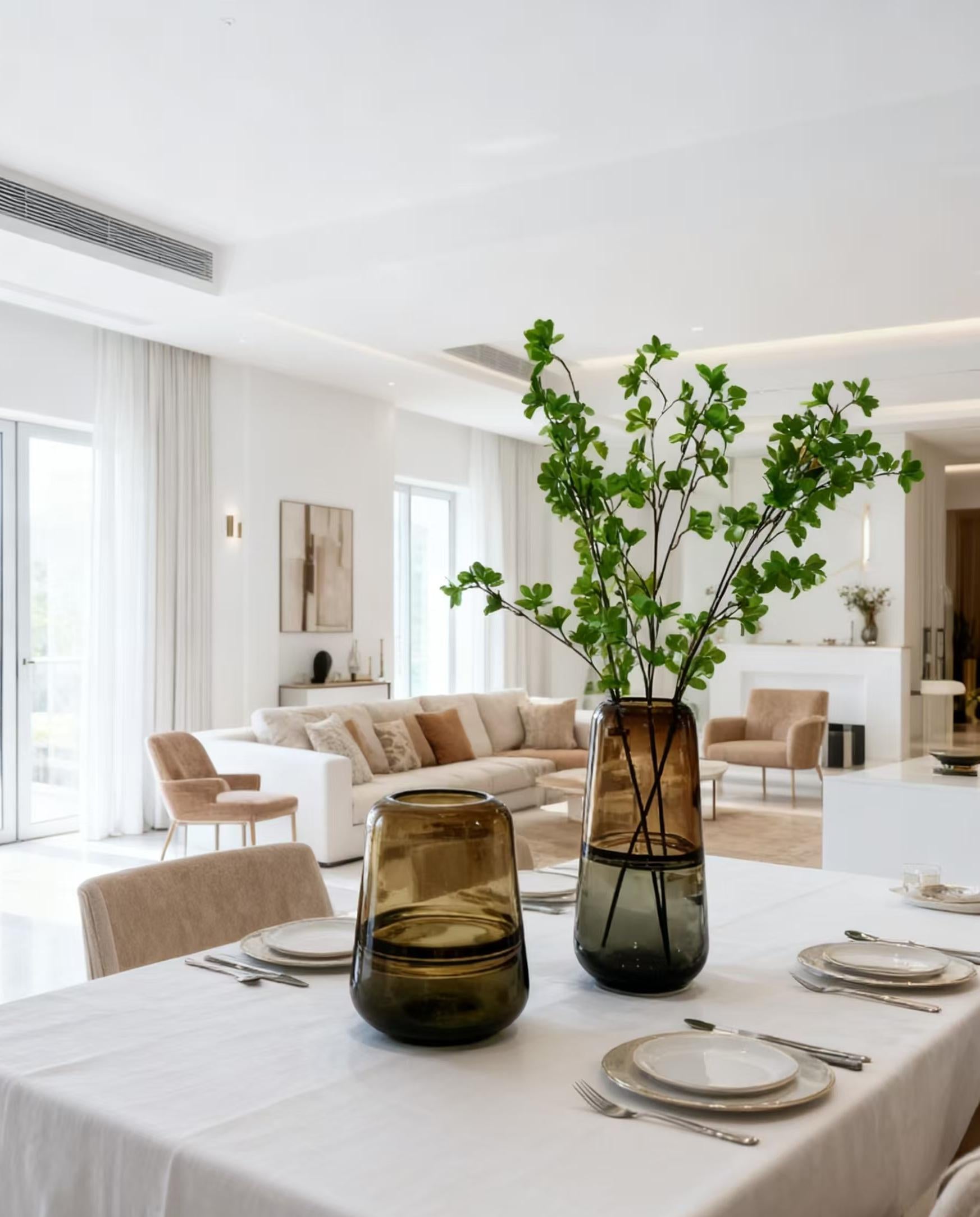 OLIVE GREEN VASE | GLASS VASE | LAYERED GLASS VASE