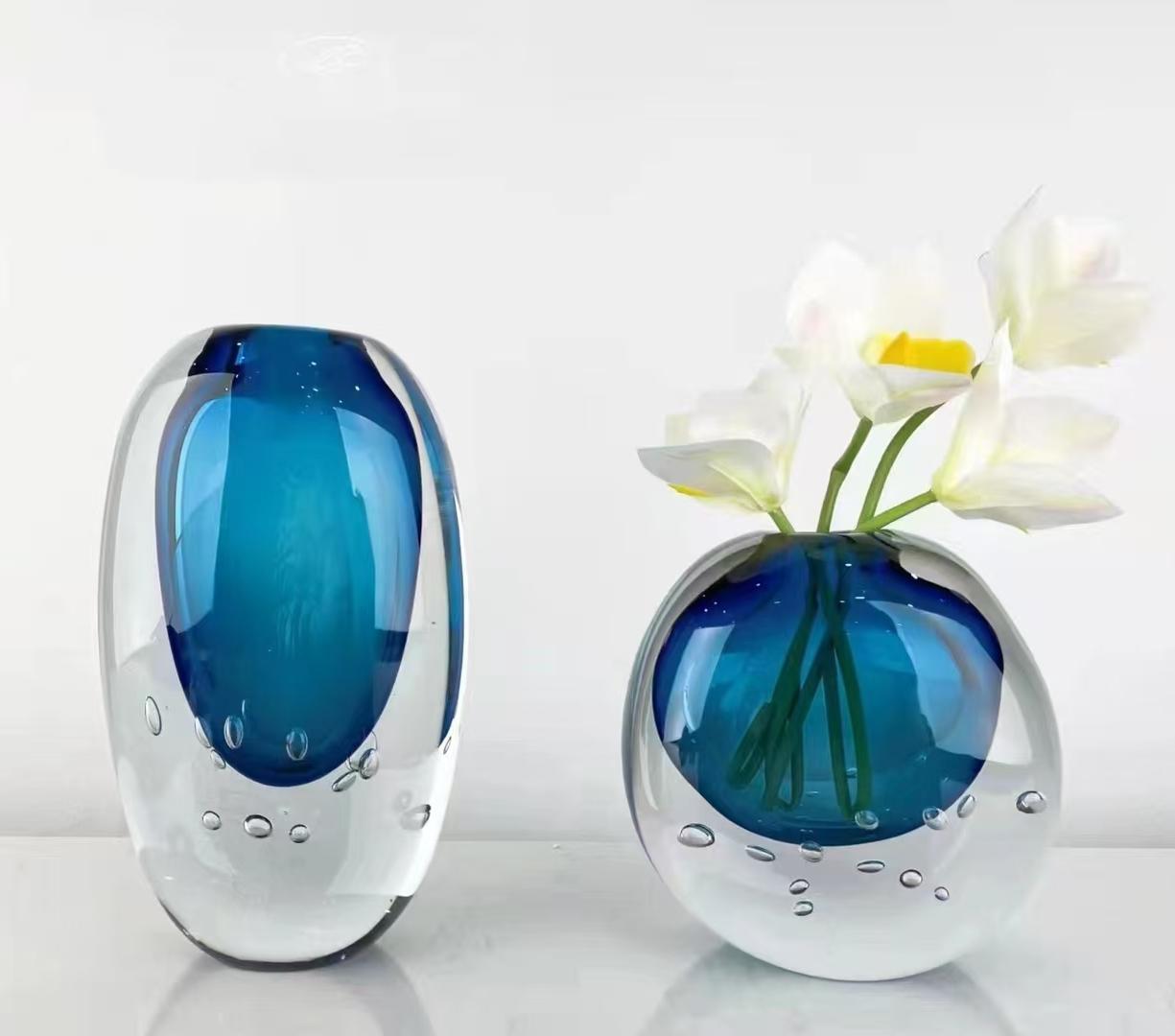 Ocean Aura Crystal Vase Set