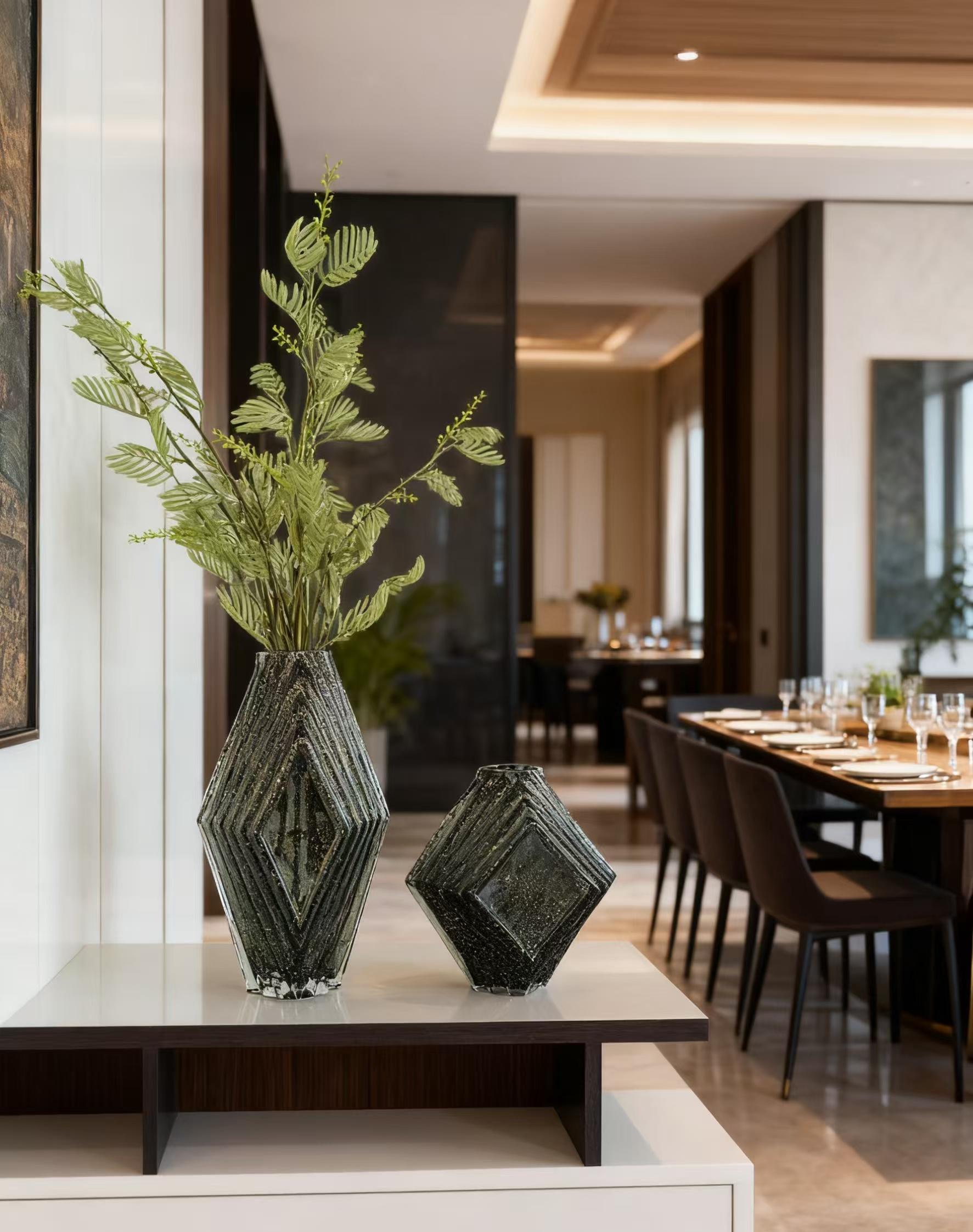 HEXAGON VASE | GREY VASE | GLASS VASES