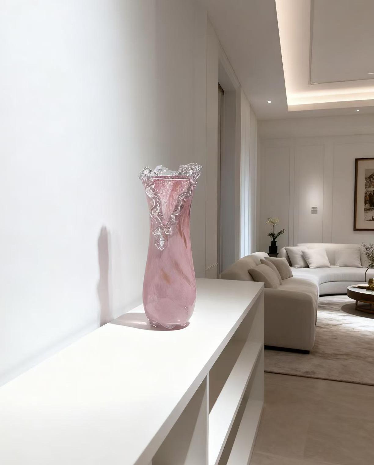 Rosé Cascade Crystal Vase