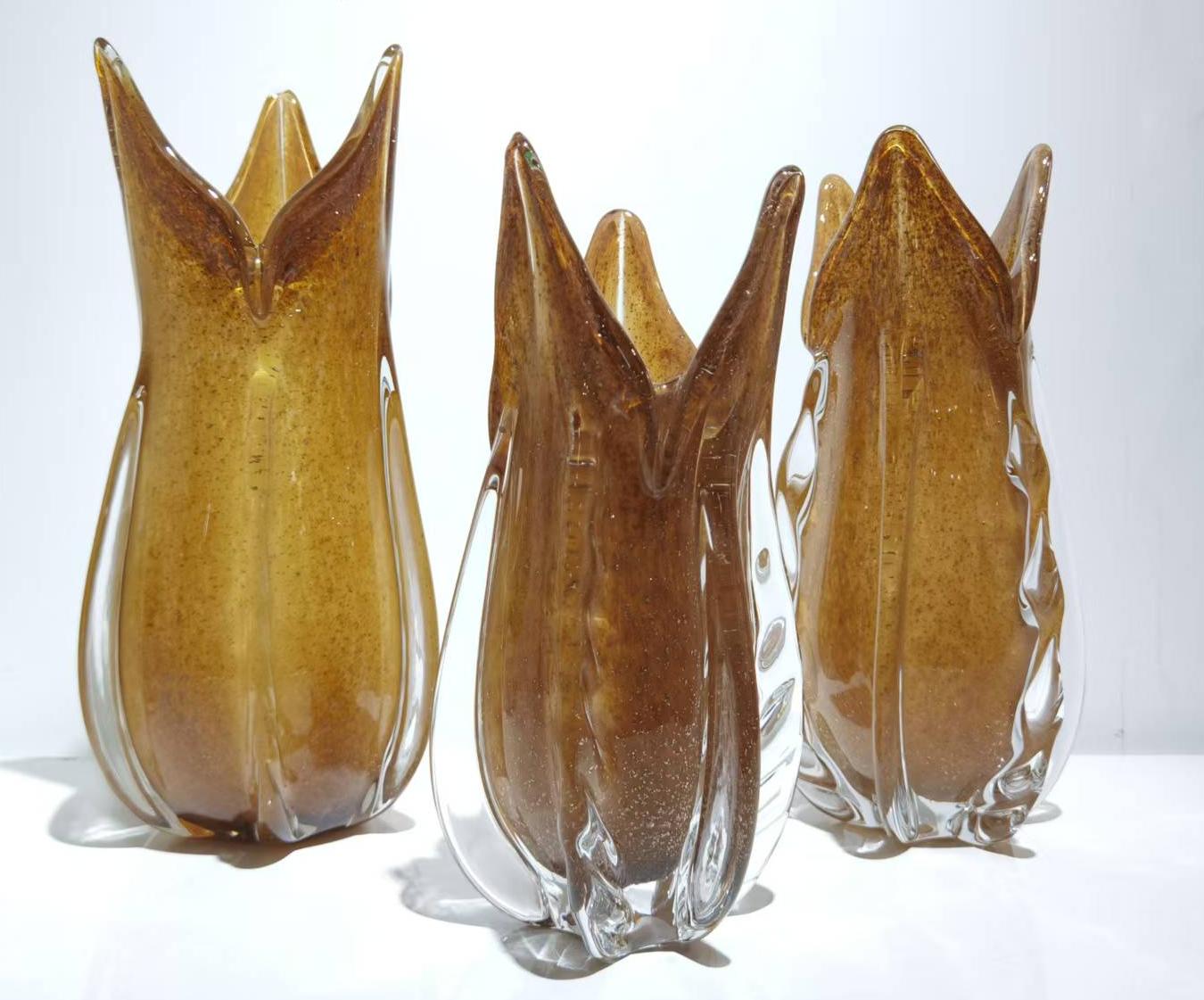 Golden Bloom Crystal Vase Set