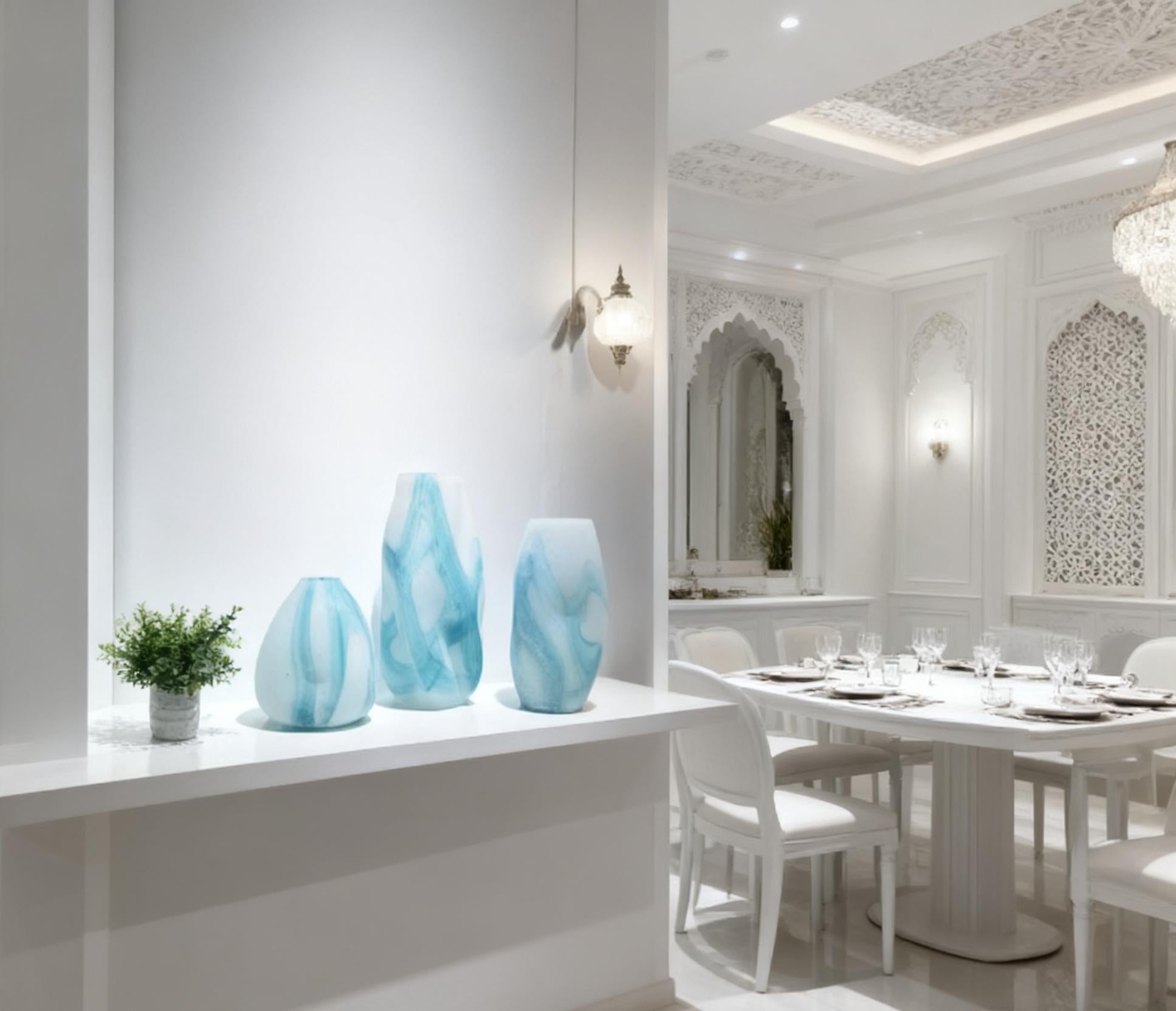 Azure Mist Crystal Vase Set