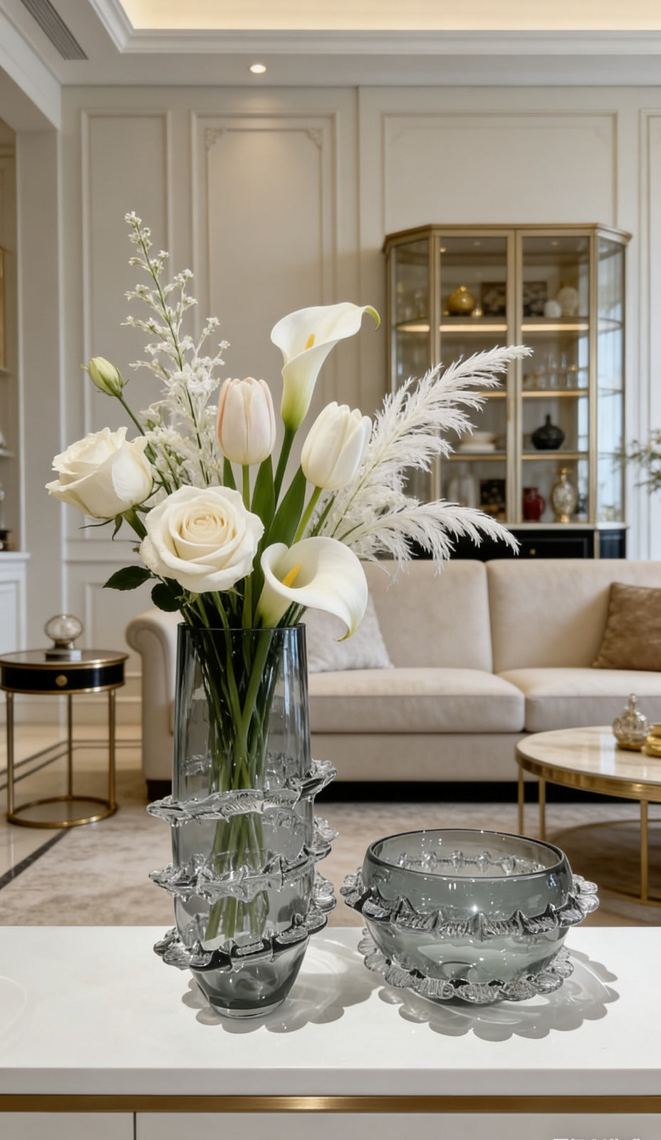 FROST WAVE BOWL | CRYSTAL VASE AND BOWL SET | HANDCRAFTED GLASS ARTIFACTS