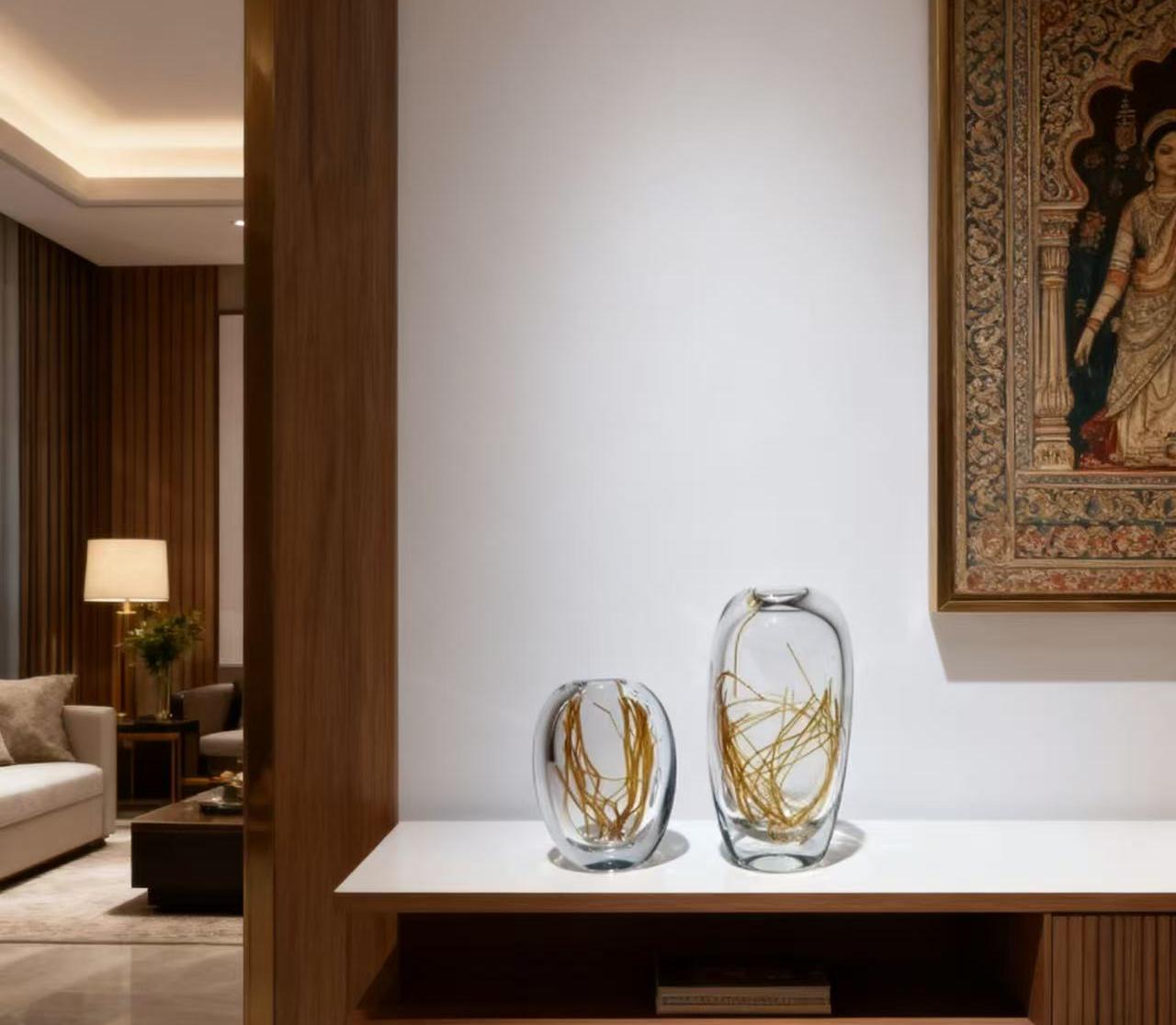 Golden Trace Crystal Vase Set