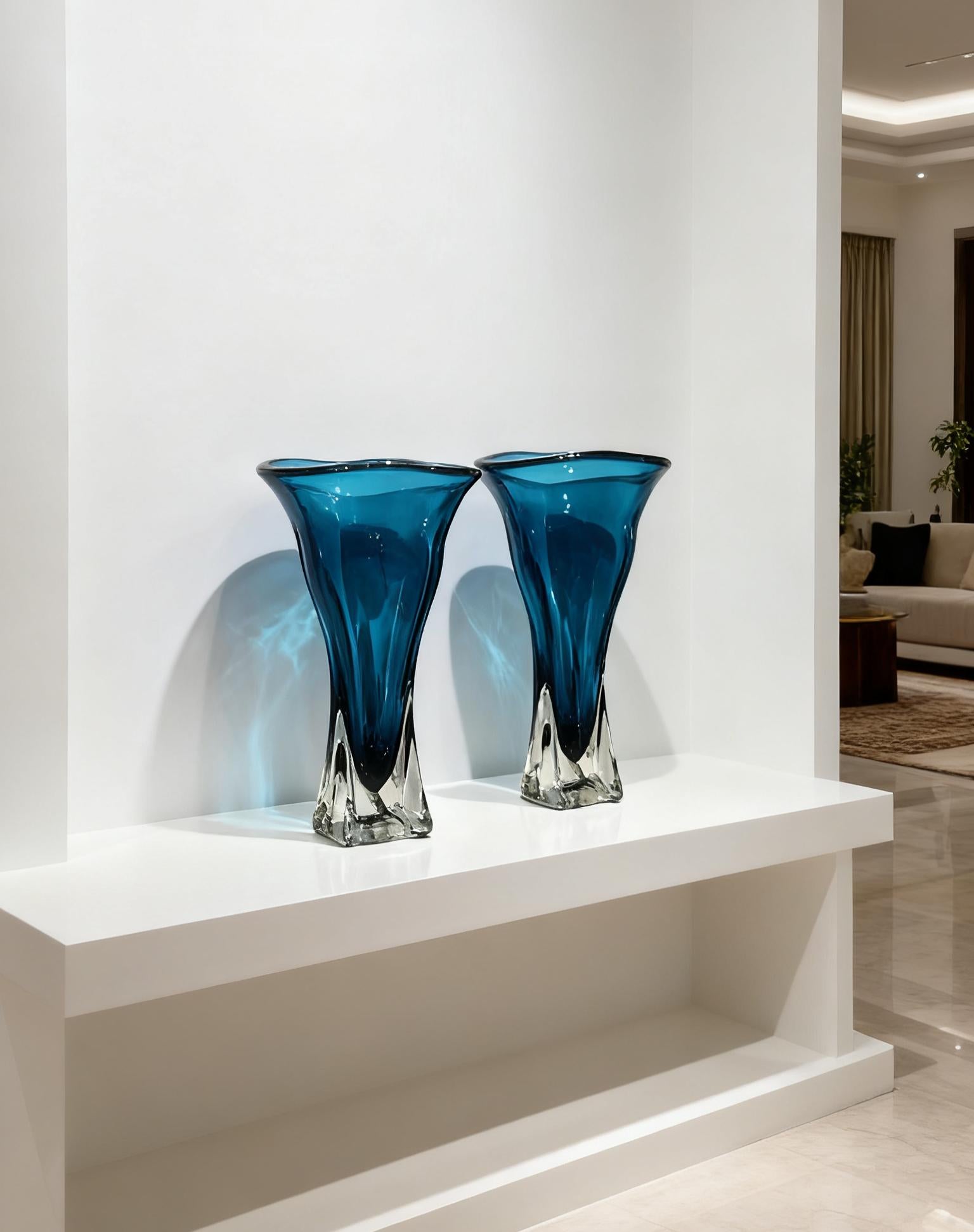 Azure Flame Crystal Vase