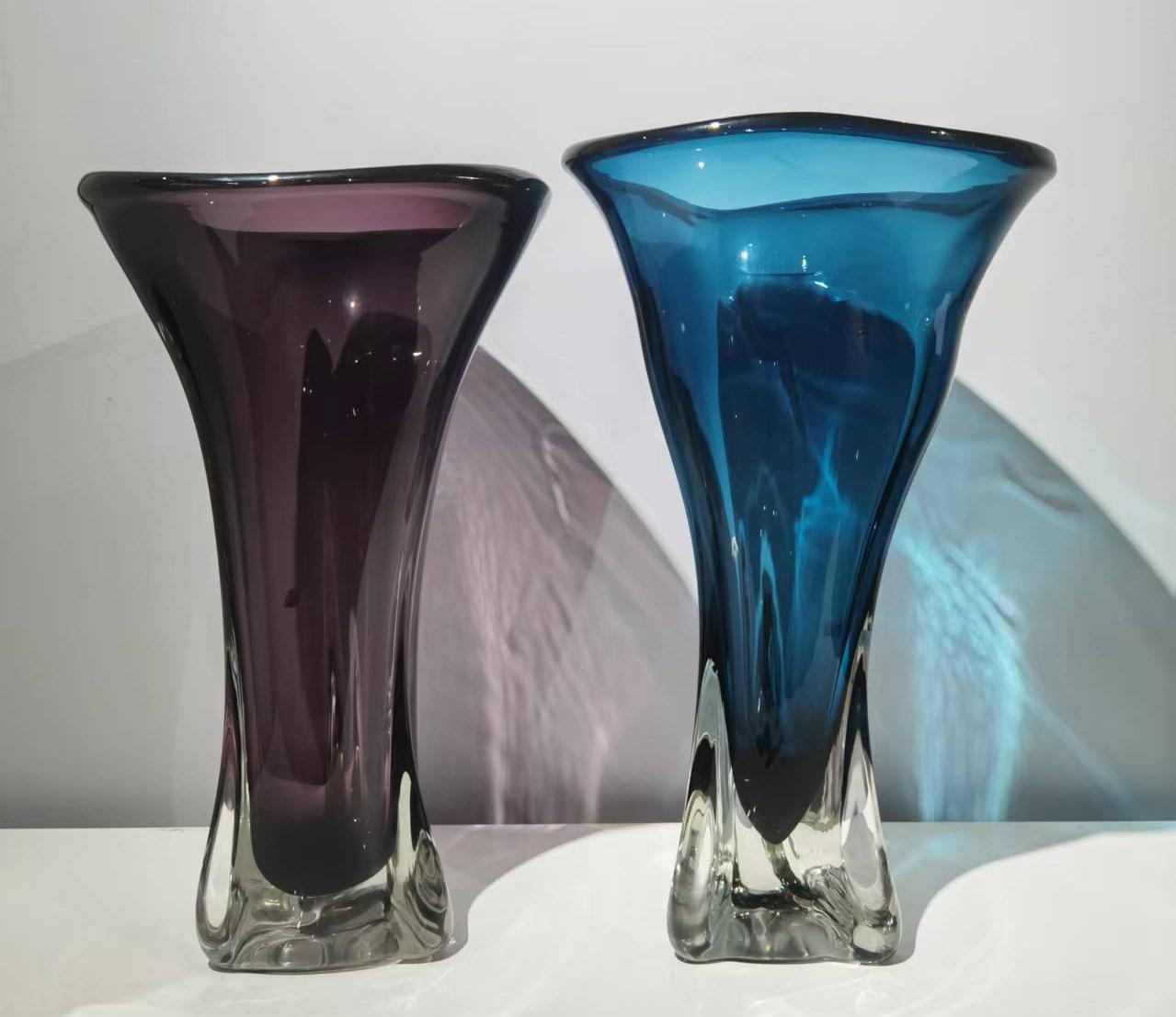 Azure Flame Crystal Vase