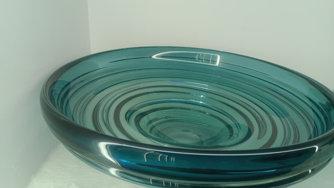 Luxury Blue Glass Decorative Tray / Bowl