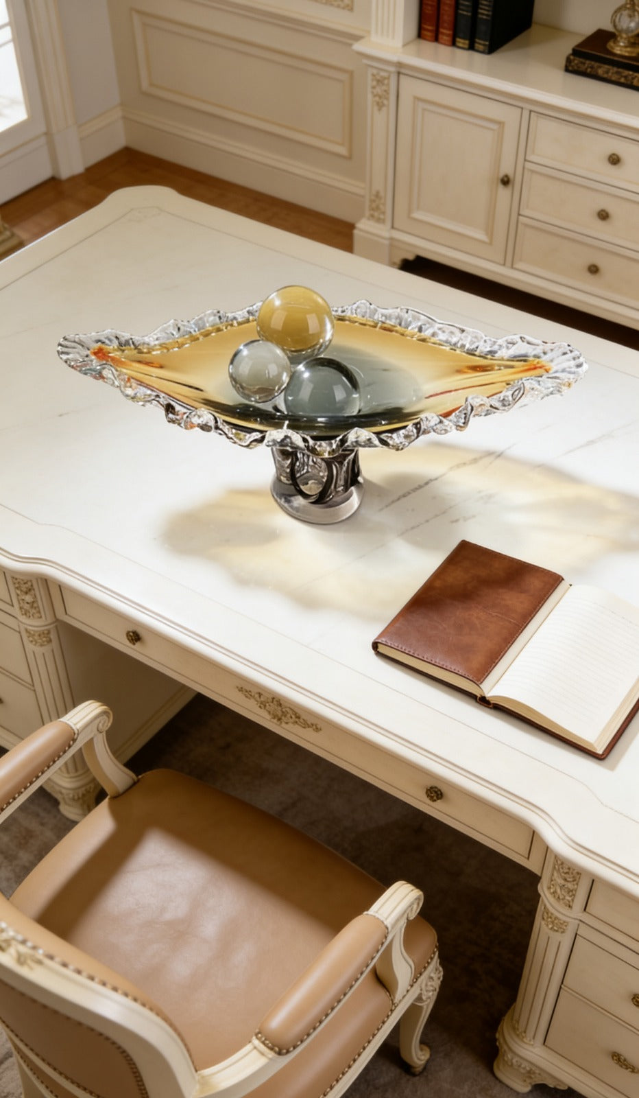 Luxury Pedestal Glass Decorative Tray | DECORATIVE TRAY | GLASS FRUIT PLATE