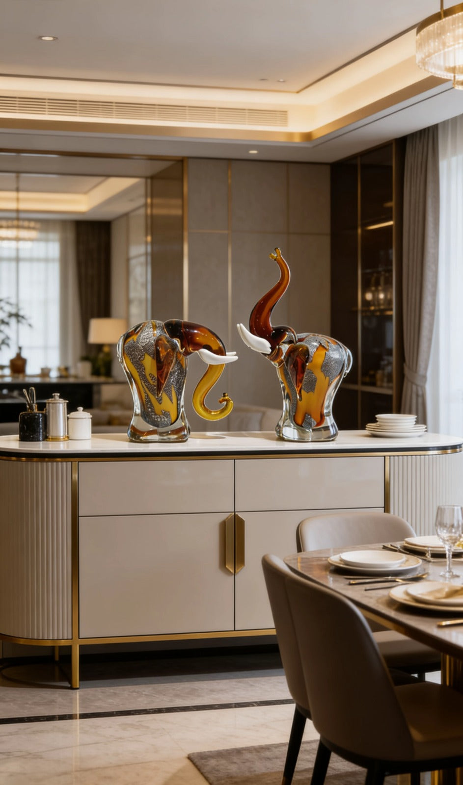 GLASS GOLDEN COLLECTION | LUXURY HANDCRAFTED ART GLASS ELEPHANT SCULPTURES |