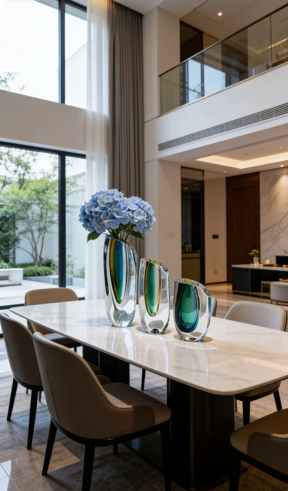 Aurora Prism Crystal Vase Set | Modern Handcrafted Art Glass Vase Set |