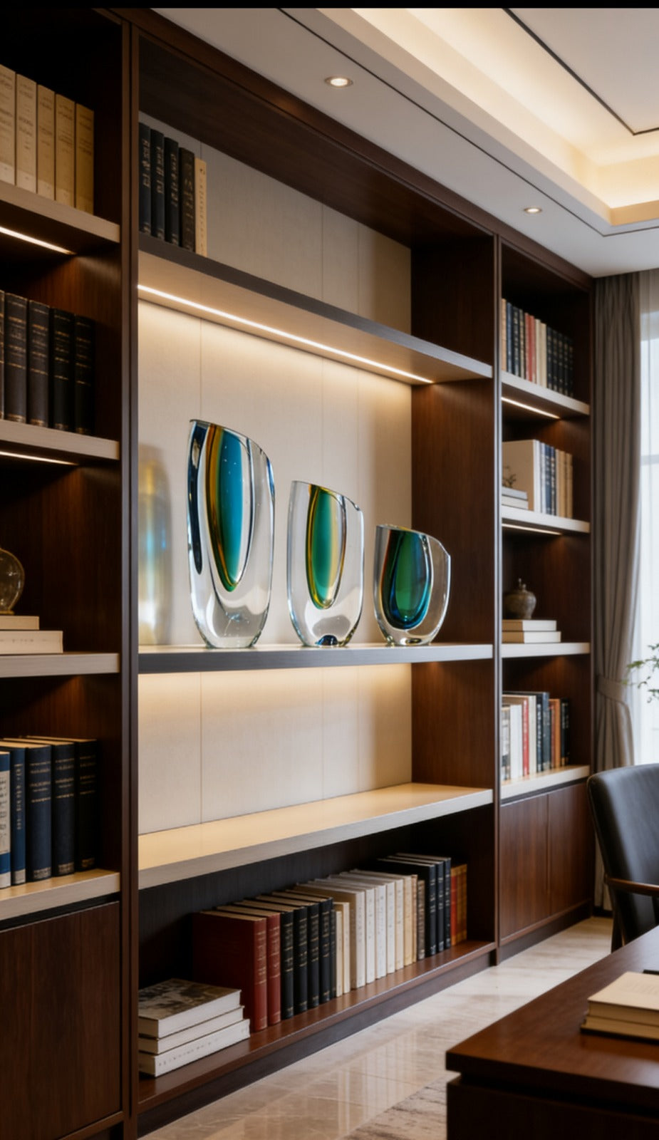 Aurora Prism Crystal Vase Set | Modern Handcrafted Art Glass Vase Set |