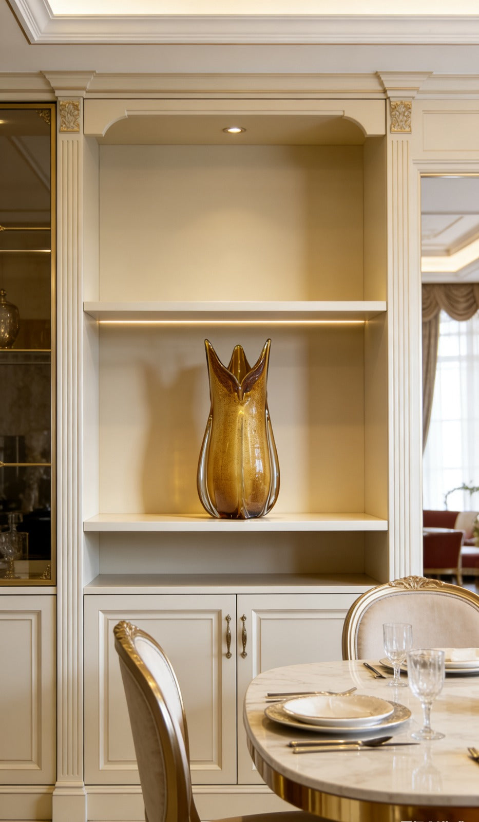 GOLDEN BLOOM VASE| TABLETOP FLOWER VASE | LUXURY GLASS DECOR |