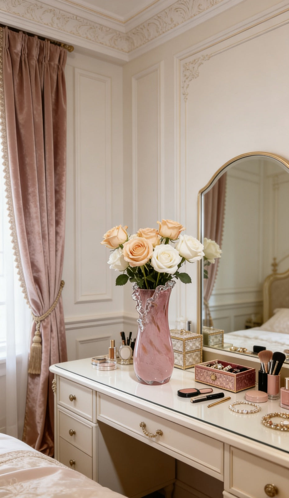 ROSE CASCADE | HANDCRAFTED GLASS VASE | PINK GLASS VASE |