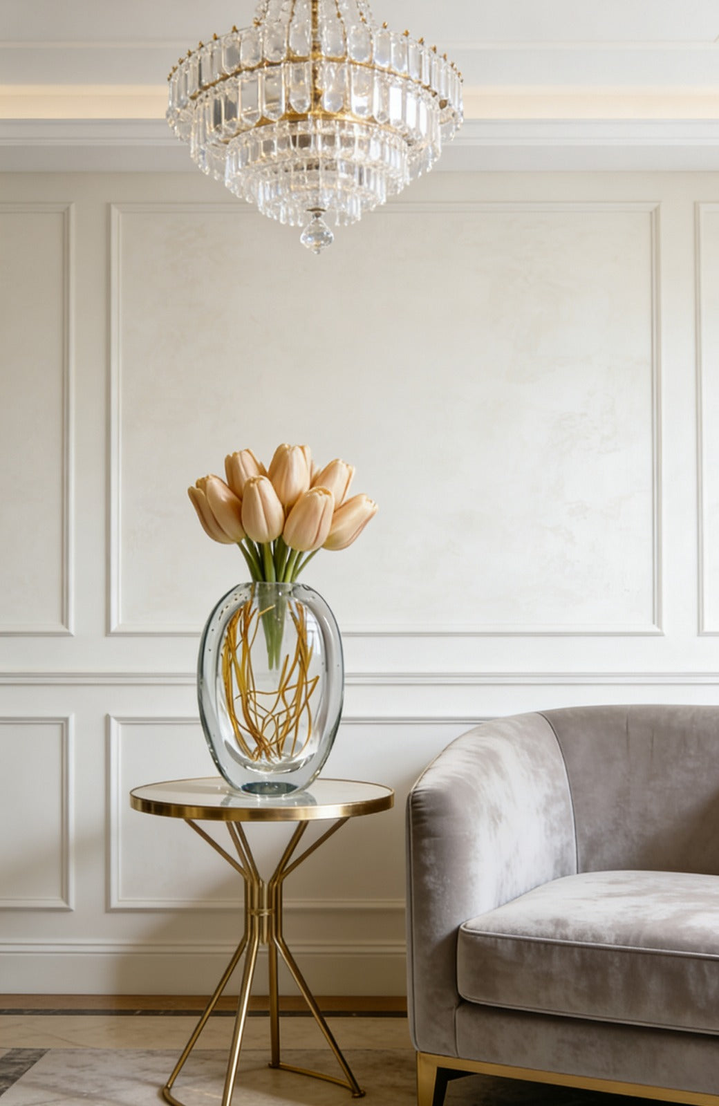 TRANSPARENT VASE | GOLDEN STEM VASE | CLEAR GLASS VASE