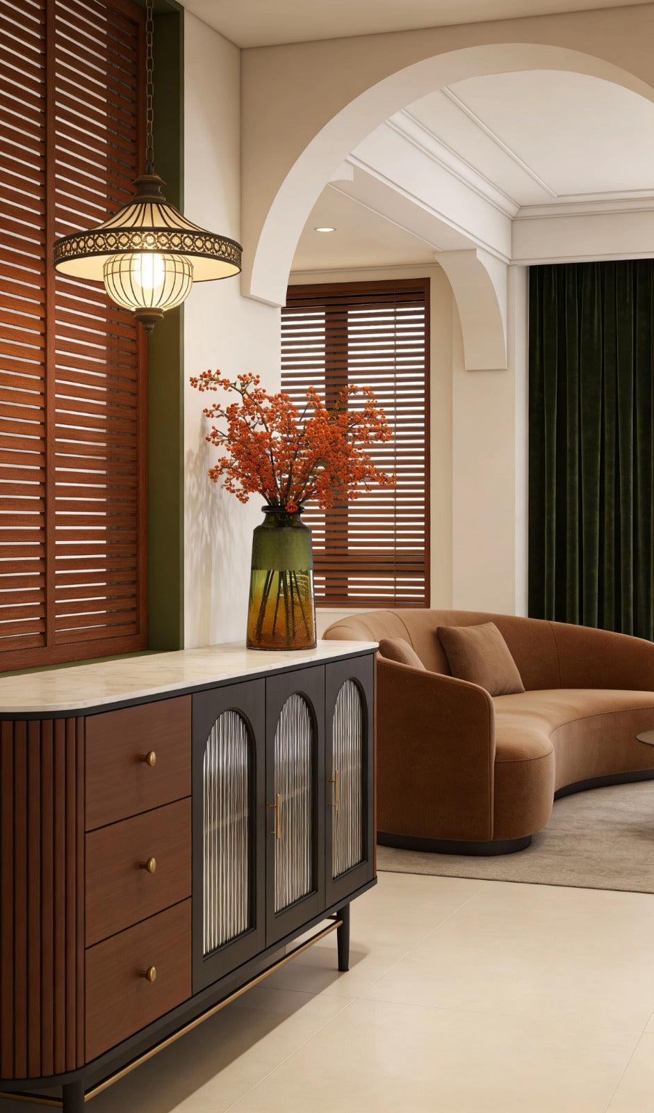 OLIVE GREEN VASE | DECORATIVE GLASS VASE |