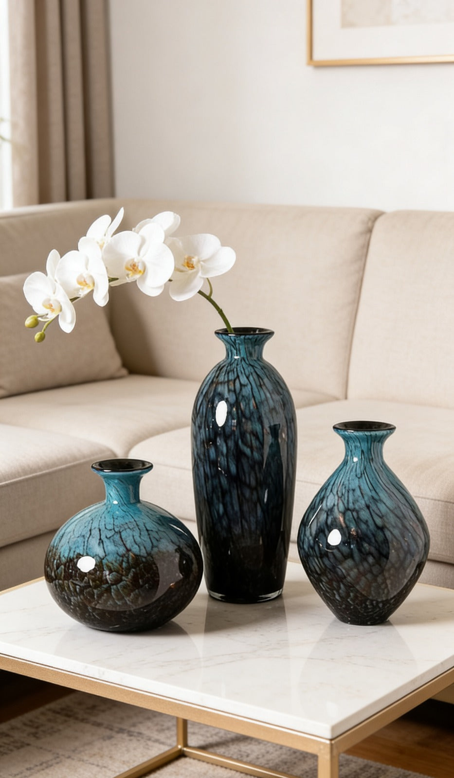 PURSSIAN BLUE VASE | GLASS VASE | HANDBLOWN GLASS VASE