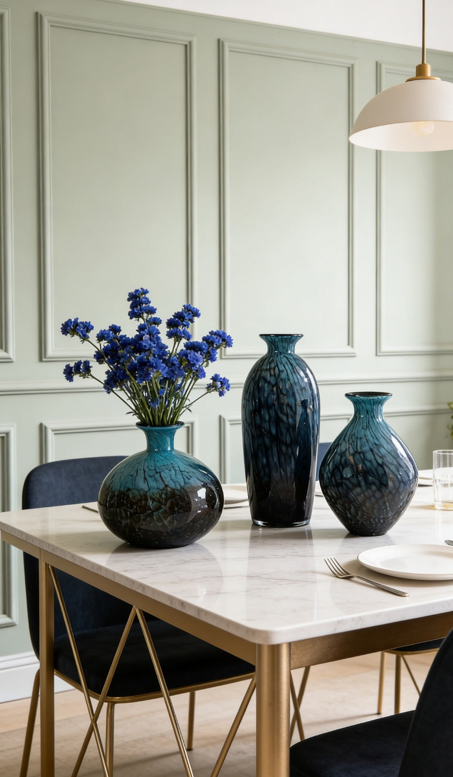 PURSSIAN BLUE VASE | GLASS VASE | HANDBLOWN GLASS VASE