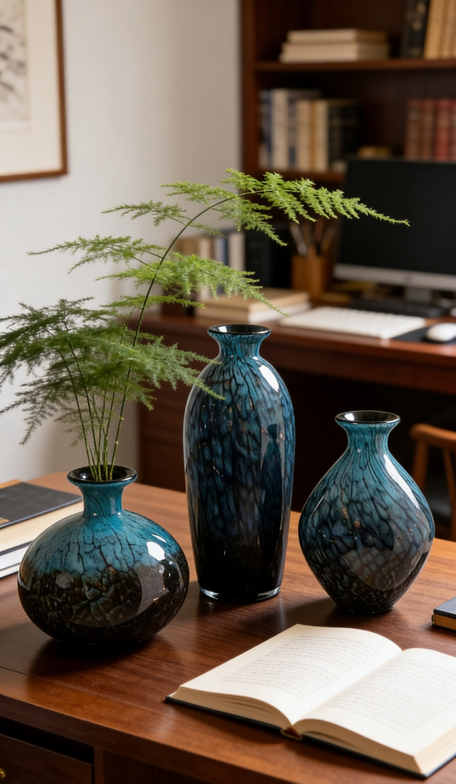PURSSIAN BLUE VASE | GLASS VASE | HANDBLOWN GLASS VASE