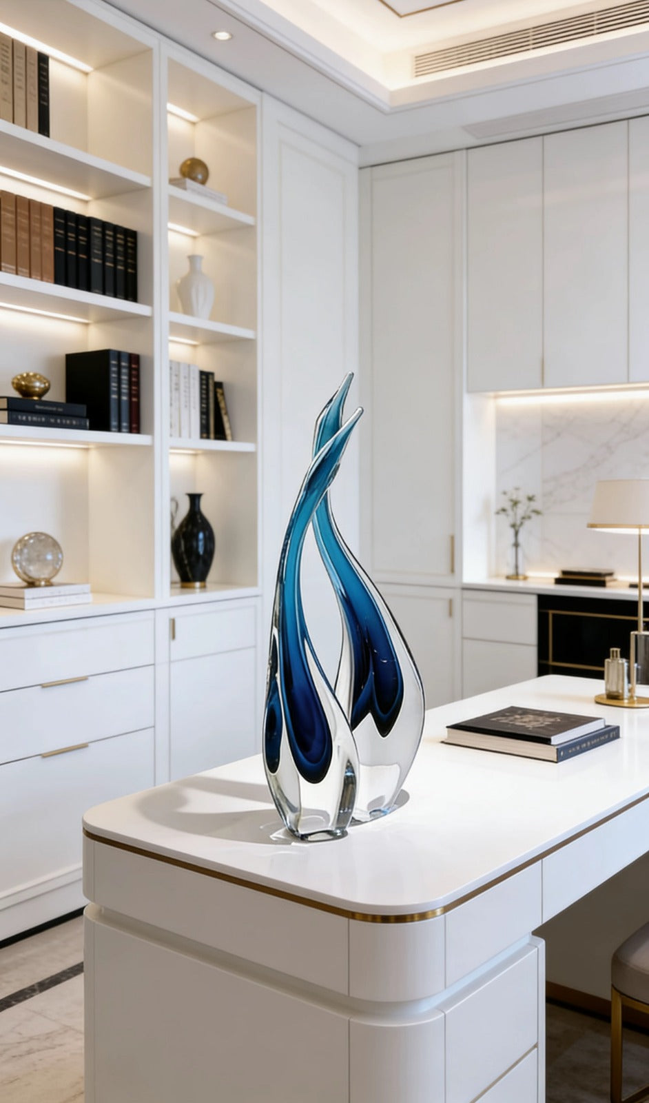 ROYAL SWAN | Abstract Hand-Blown Crystal Sculpture