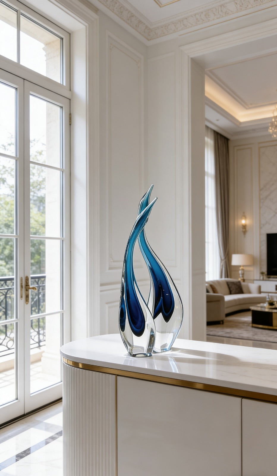ROYAL SWAN | Abstract Hand-Blown Crystal Sculpture