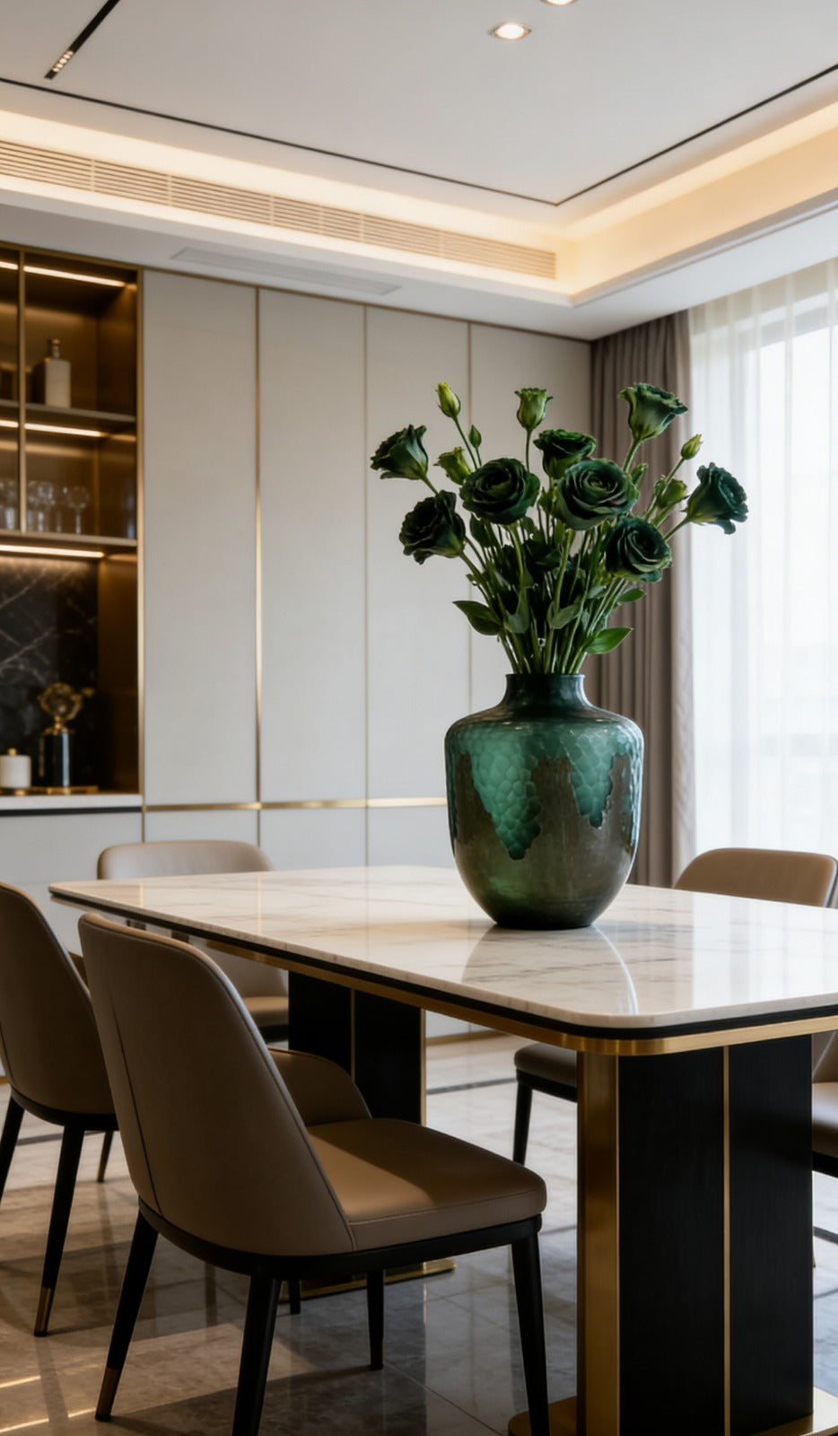 GREEN VASE | GLASS METAL COMBINATION