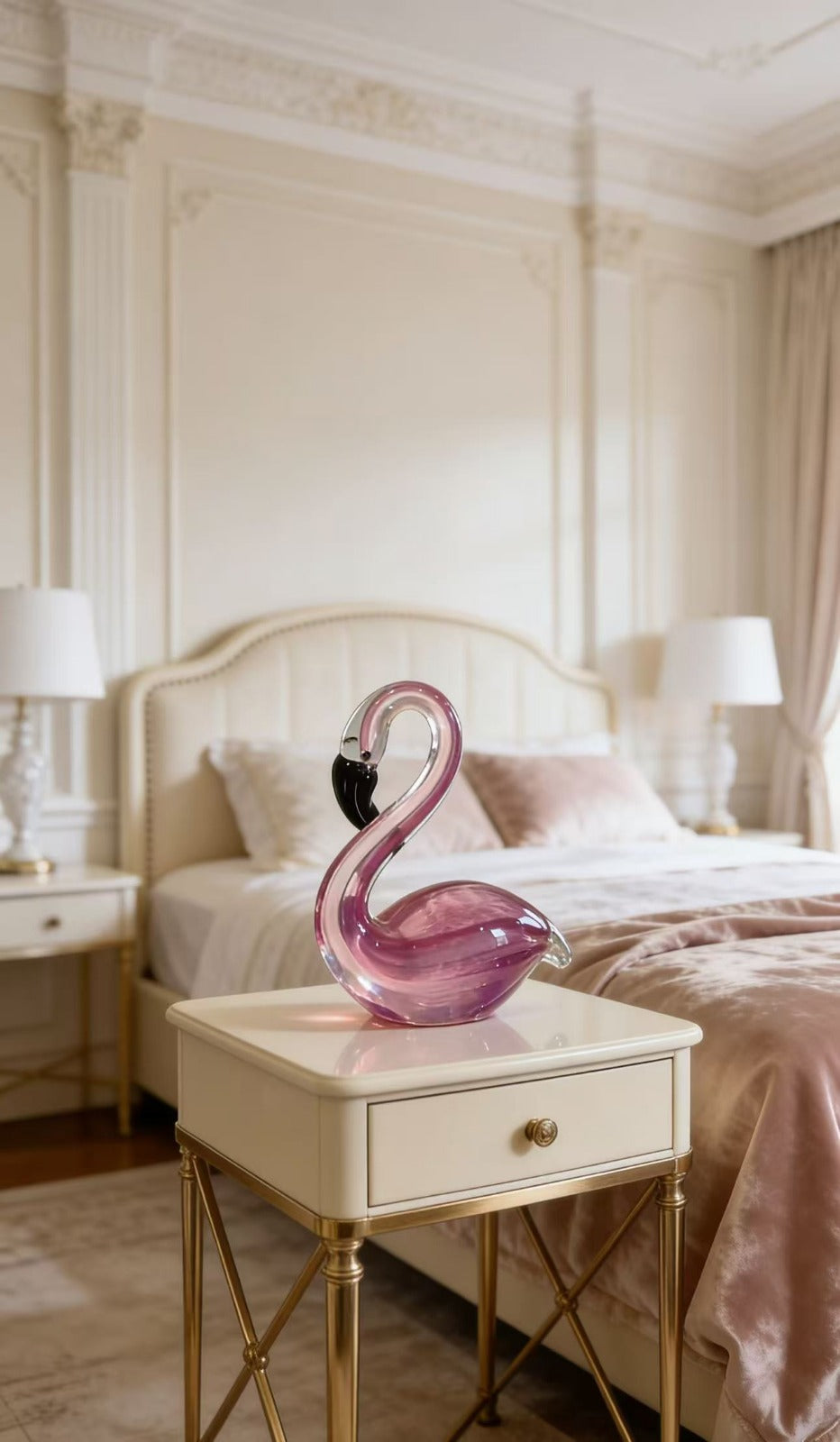 FLAMINGO |Handcrafted Art Glass Swan Sculpture | ART PIECE |