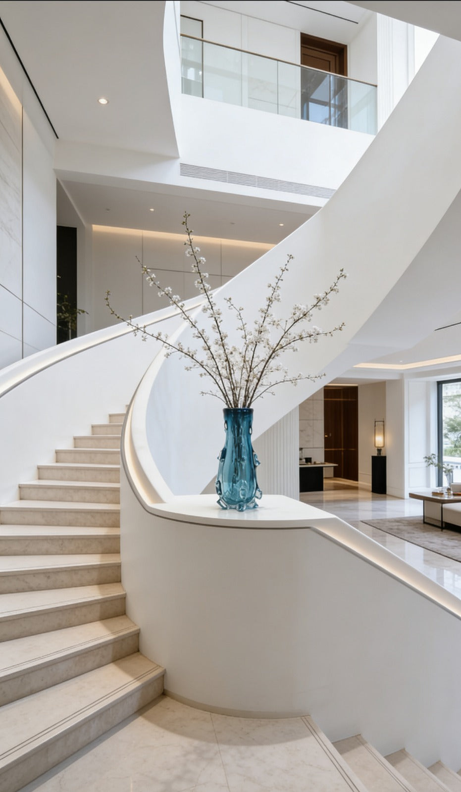 HORNY BLUE VASE |  SOLID GLASS FLOWER VASE |