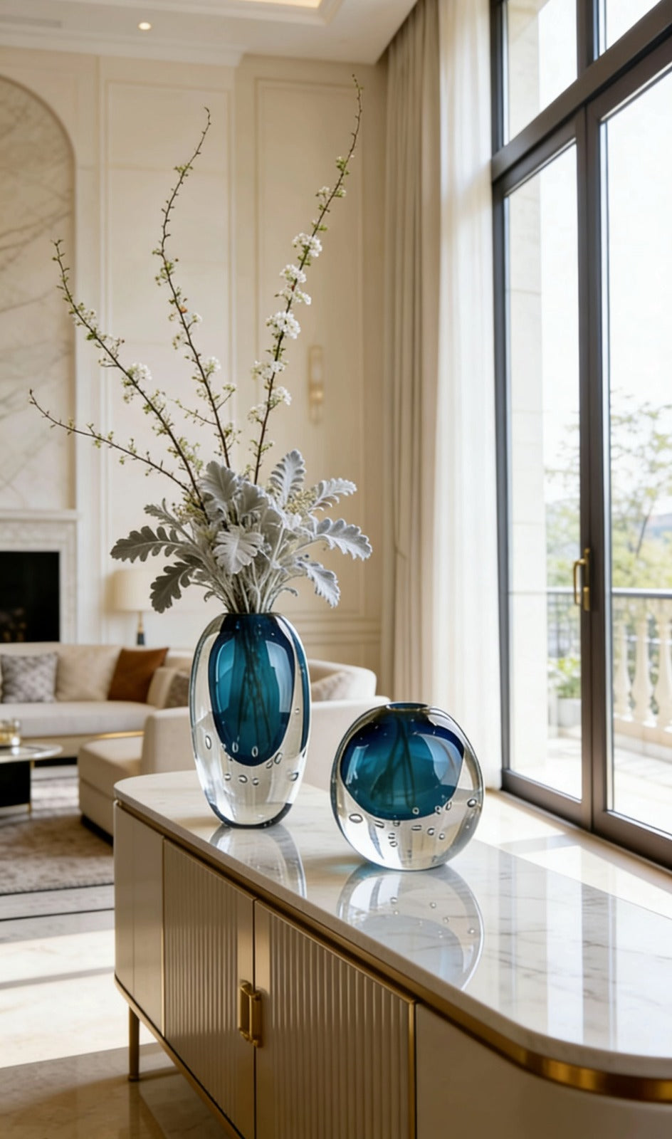 AQUA OVAL BOWL | GLASS VASES| SOLID GLASS VASES