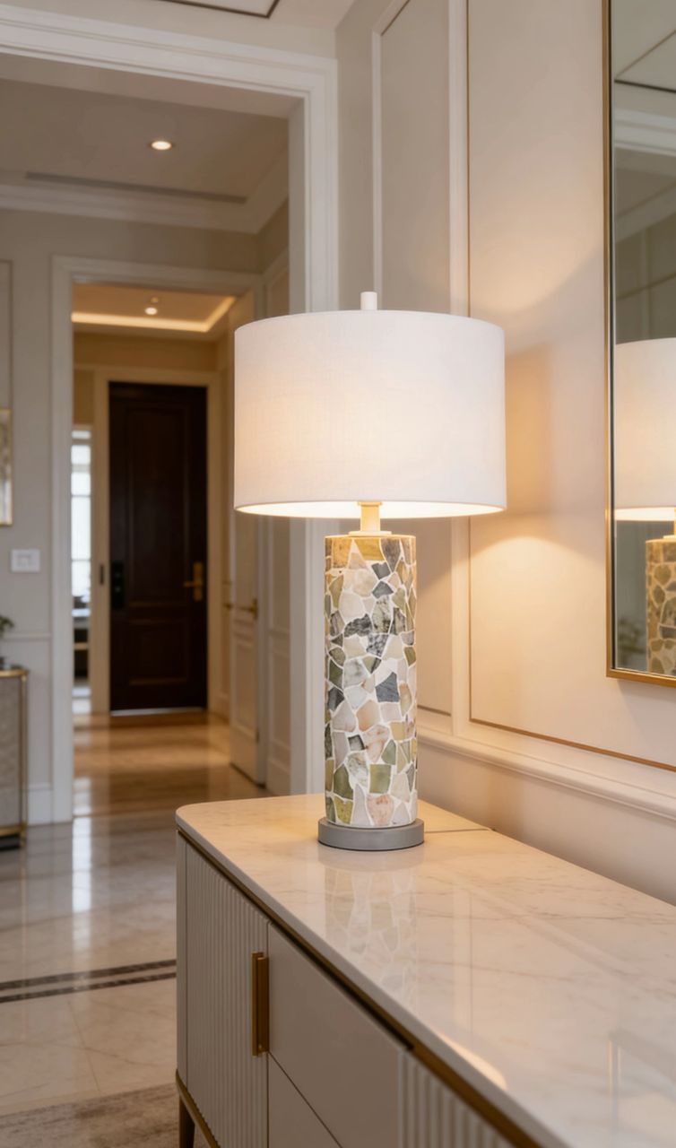 Robinson Hexagon Column Table Lamp with Nightlight