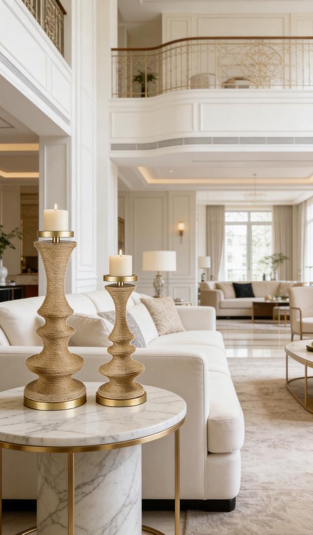 Anton Wrapped Jute Candlesticks