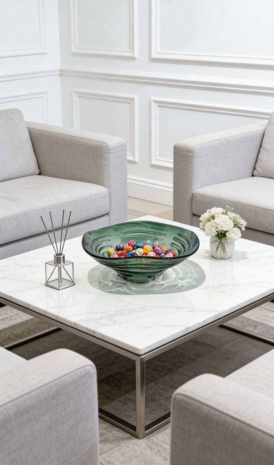 Luxury Blue Glass Decorative Tray / Bowl