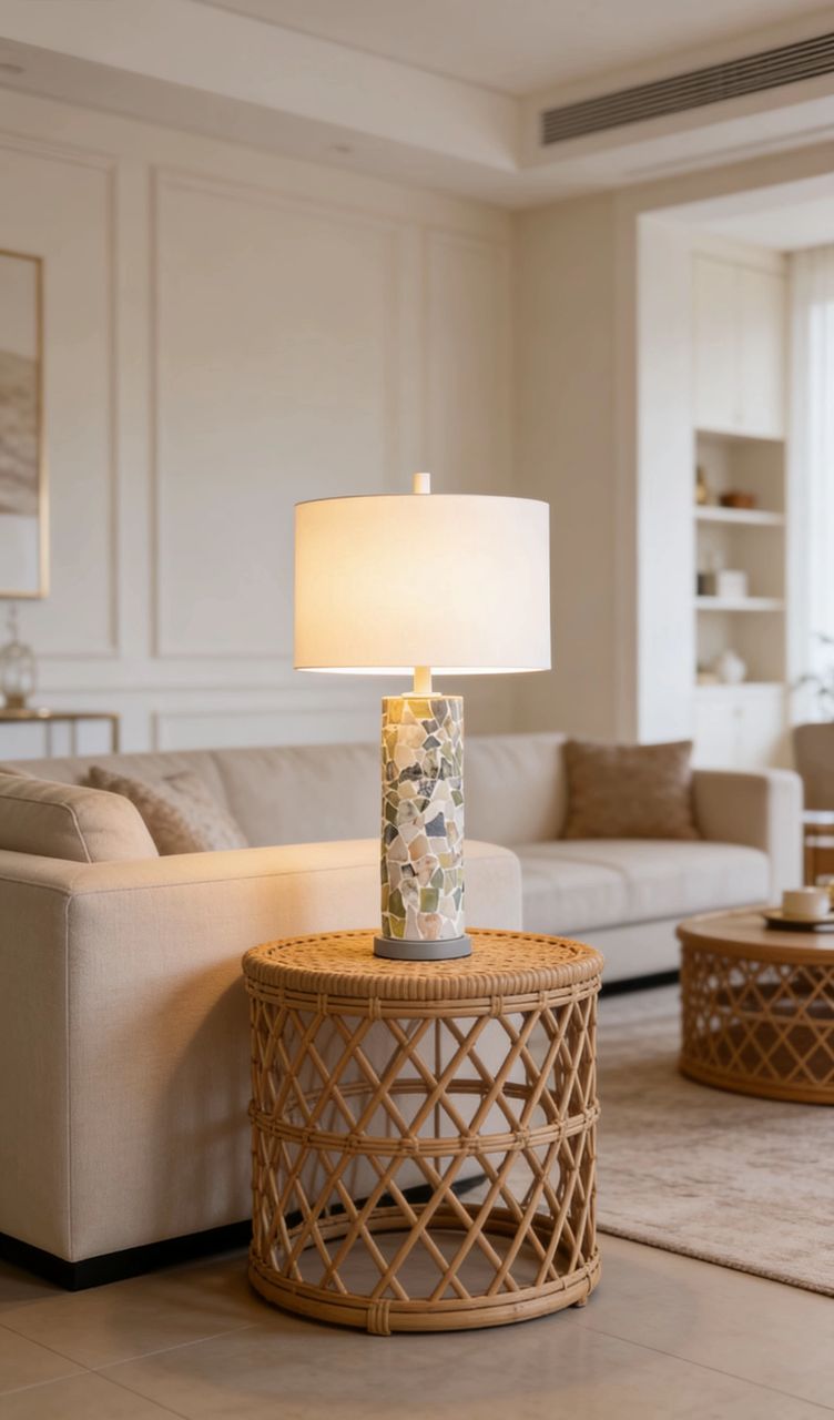 Robinson Hexagon Column Table Lamp with Nightlight